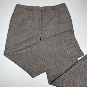 Pendleton Dress Pants Womens Tan Brown Houndstooth Lined 100% Virgin Wool Sz 16